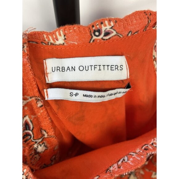 Urban Outfitters Sundress Orange Floral Mini Embroidered Scalloped Hem Small - Picture 7 of 9